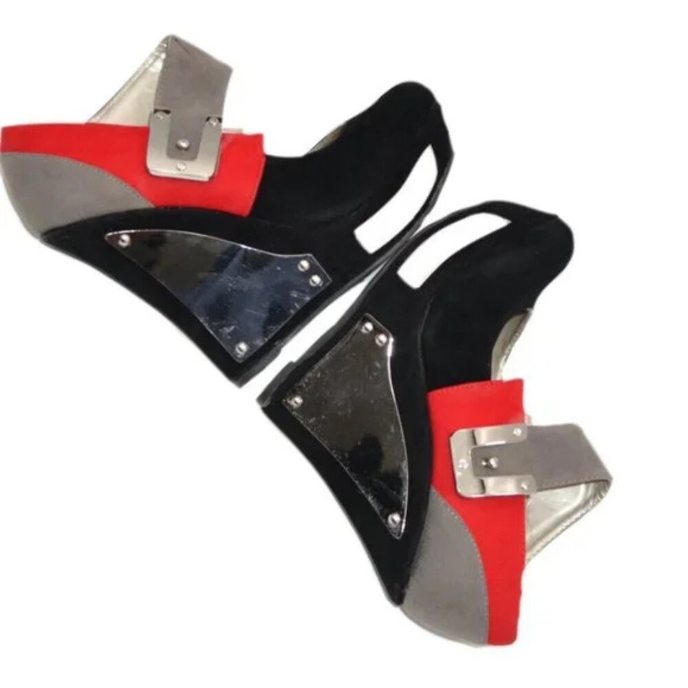Alba Black and Red Platform Shoes - Picture 2 of 16
